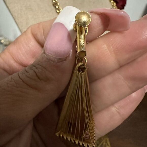 Vtg Hobe Goldtone Wire Wrapped Smoke Topaz Rhinestone Cross Pendant Necklaceset - Picture 6 of 8